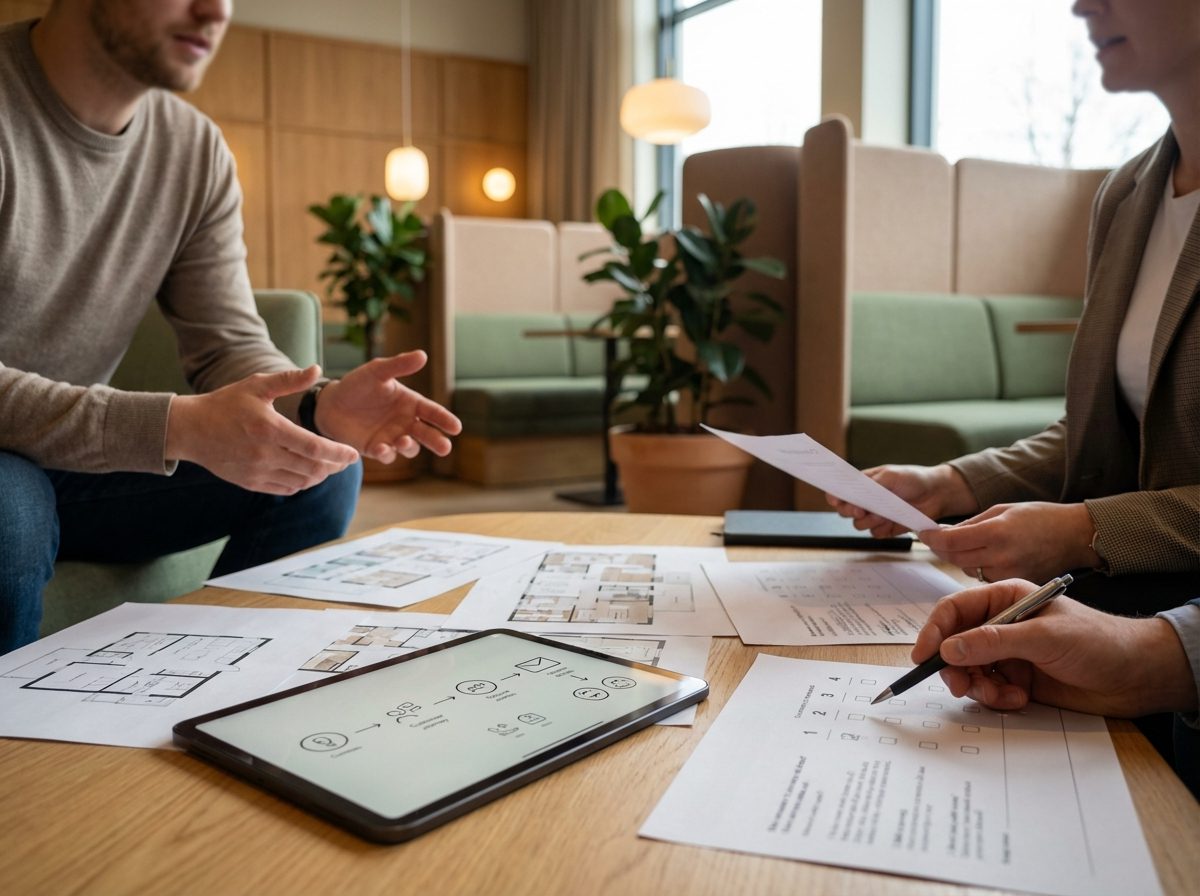 Ravintolan viihtyvyyden kehittäminen alkaa suunnitelmasta: asiakkaan kokemus, reitit ja tunnelma tarkastellaan ennen hankintoja.